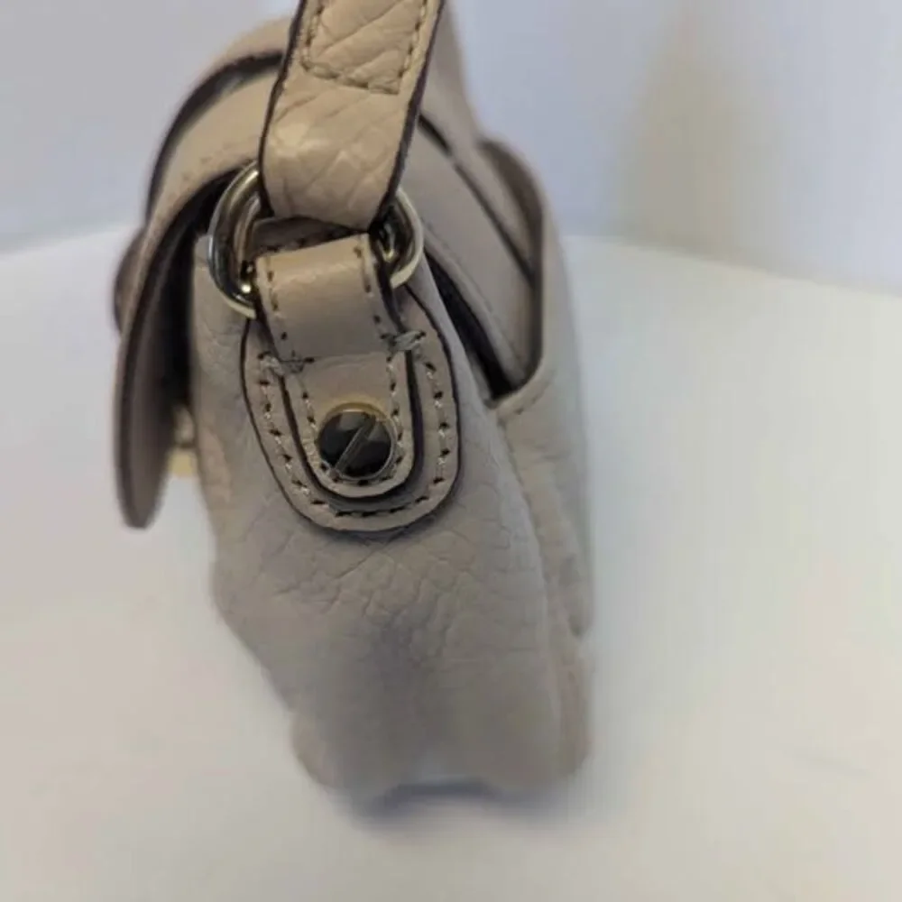 Michael Kors Small Tan Cream Colored Leather Crossbody Bag Purse 8x5x2